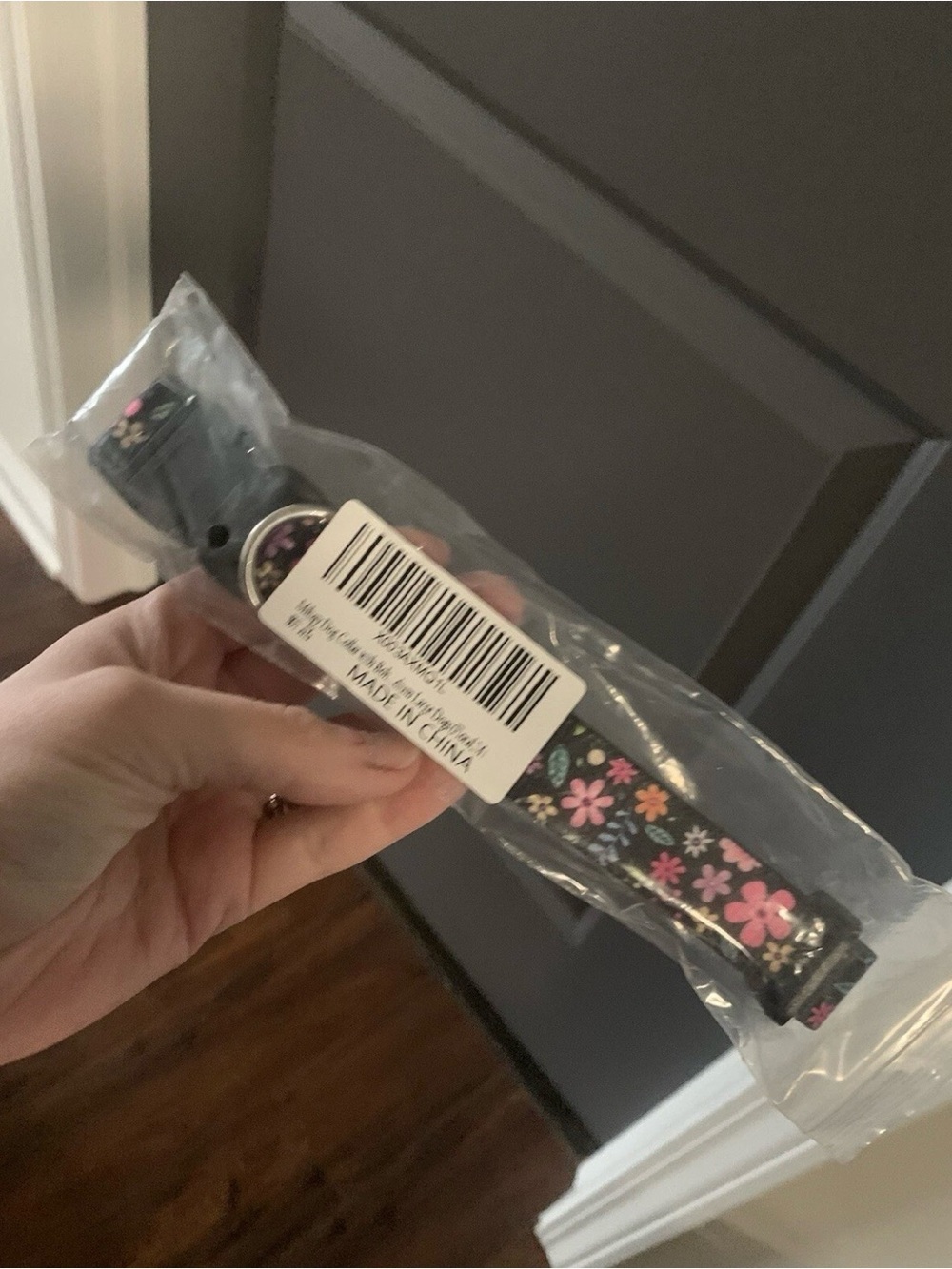 Floral Pattern Black Dog Collar